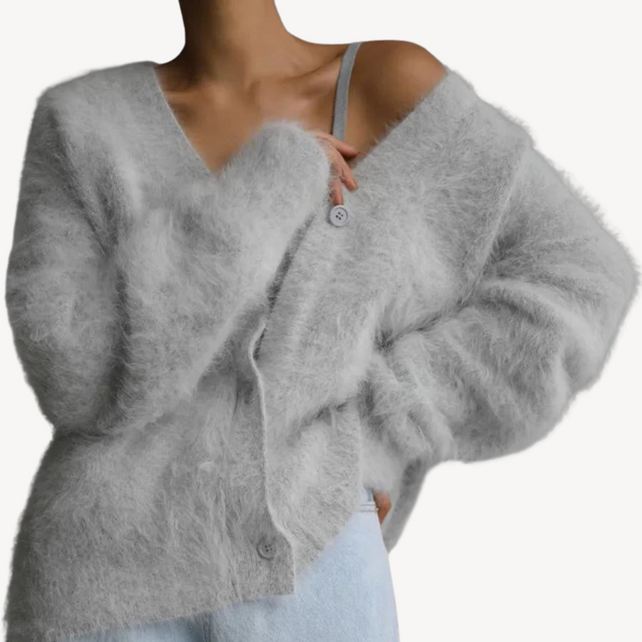 Women's Fluffy Cardigan Button Front| Loravelle