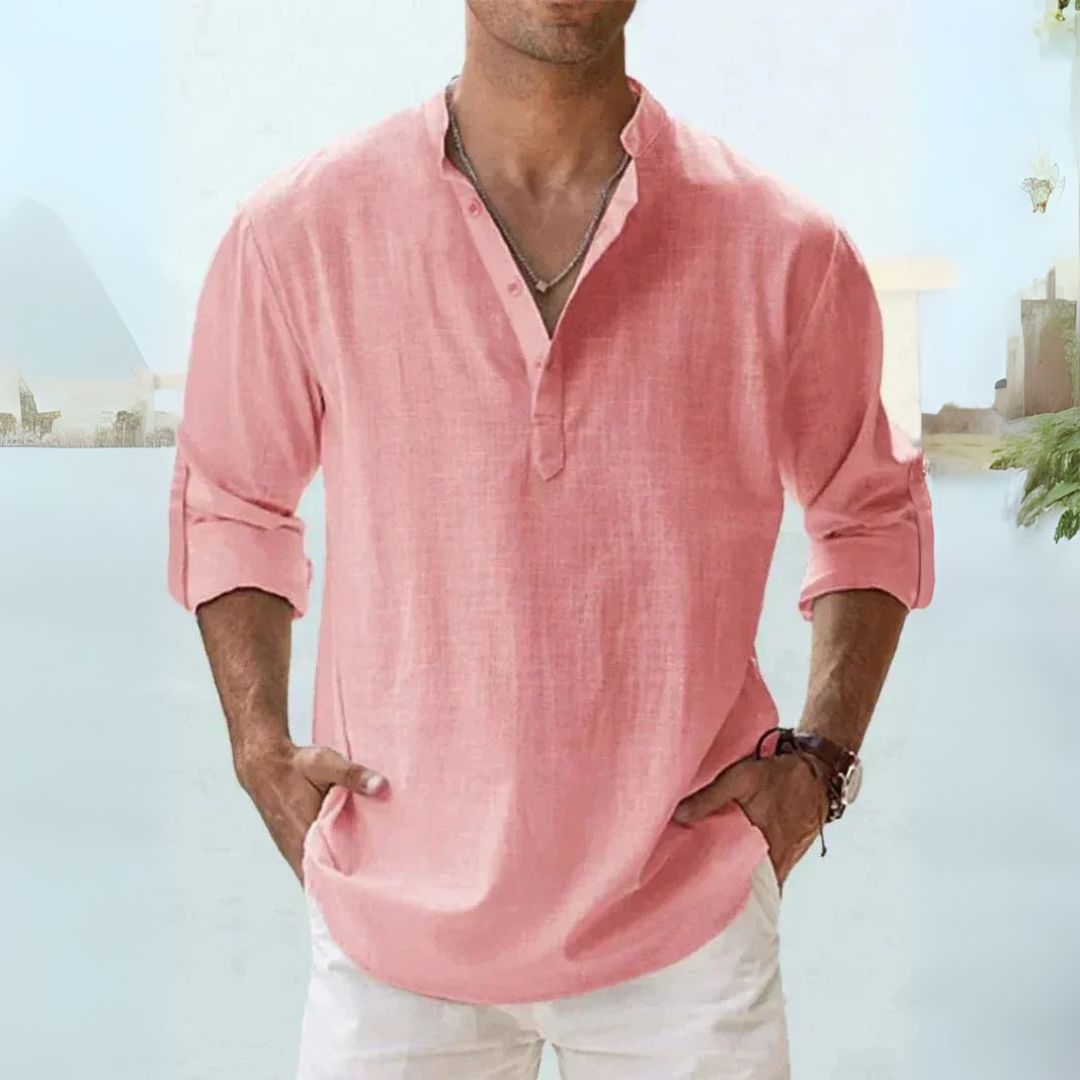 Men's Linen Henley Shirt | Loravelle