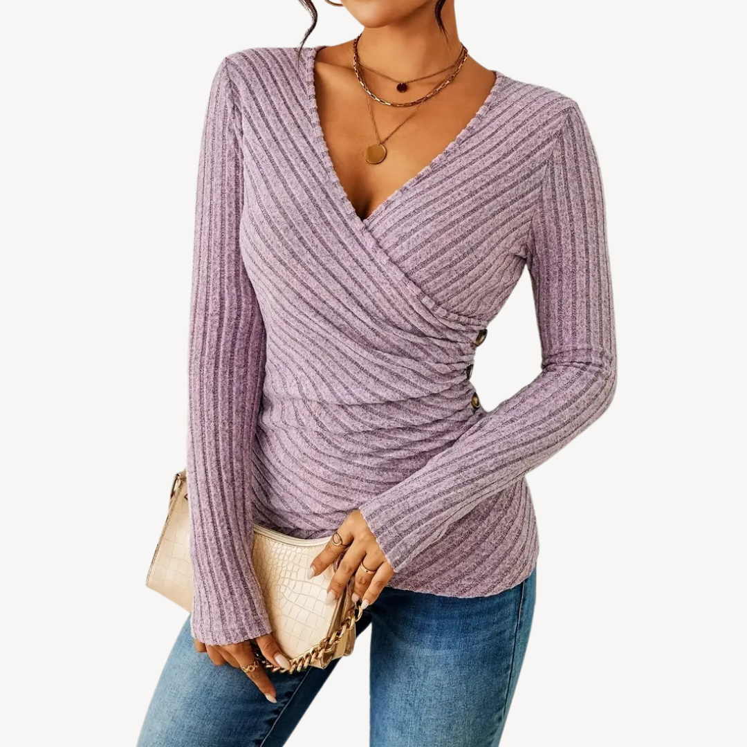 V-Neck Ribbed Top for Women | Loravelle