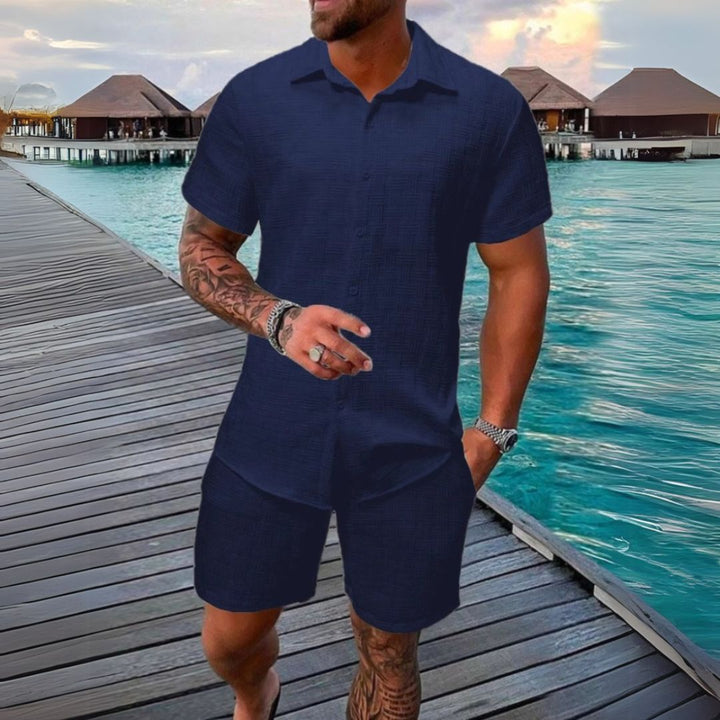 Linen Short Sleeve Shirt Shorts Men | Loravelle