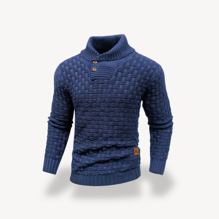 Men's Waffle Knit Polo Sweater | Loravelle