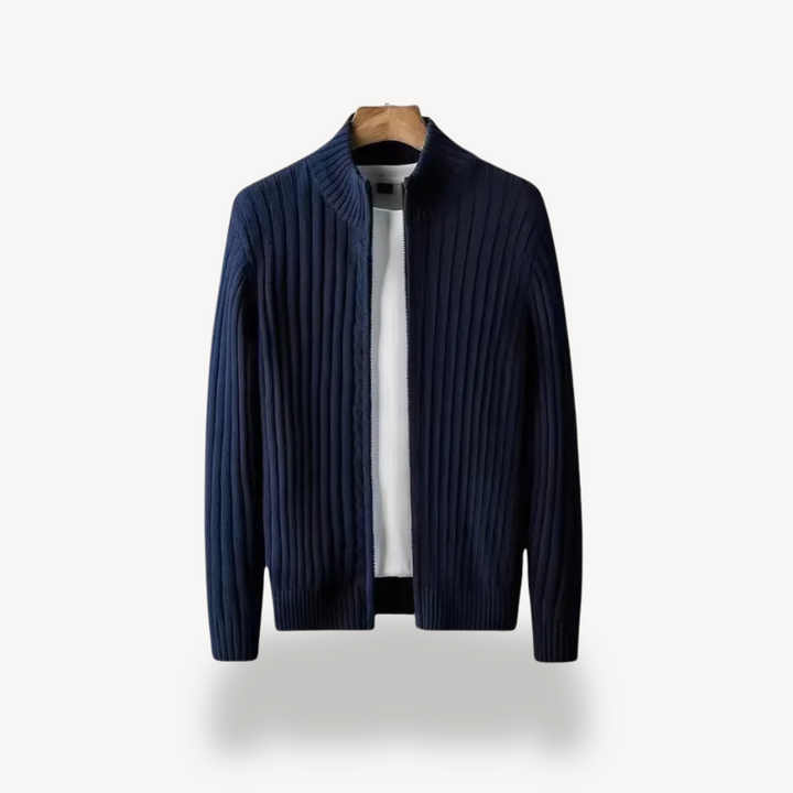 Ribbed Zip-Up Sweater for Men | Loravelle