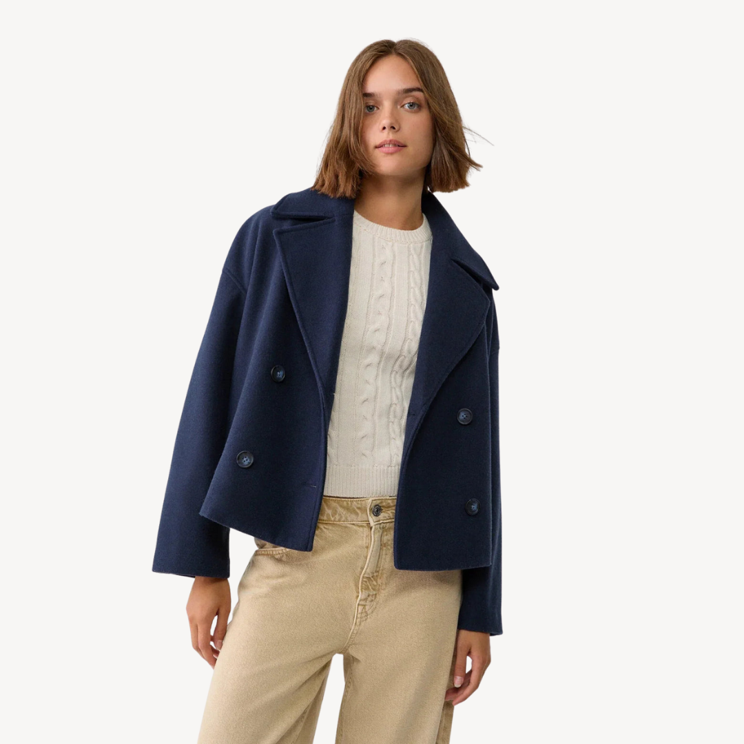 Cropped Wool Peacoat for Women | Loravelle