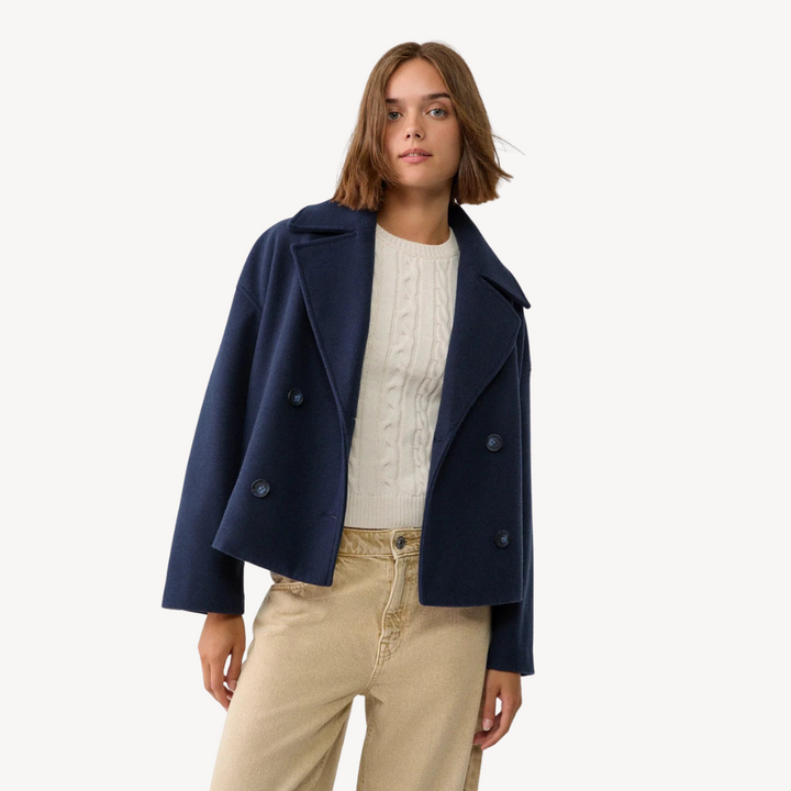Cropped Wool Peacoat for Women | Loravelle