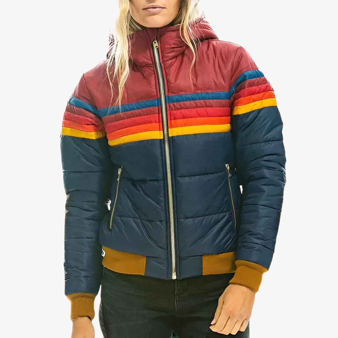Women’s Puffer Jacket with Stripes | Loravelle