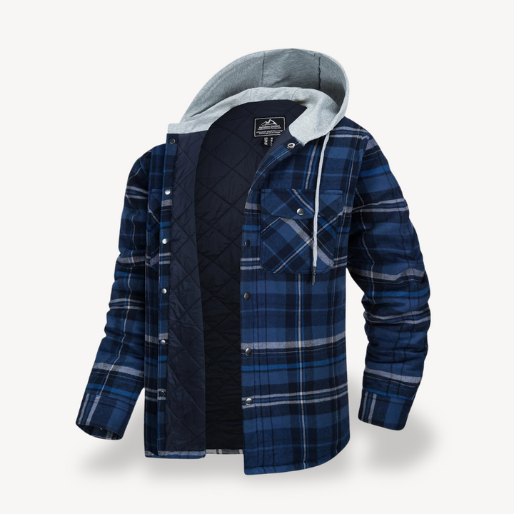 Plaid Quilted Hooded Jacket for Men | Loravelle