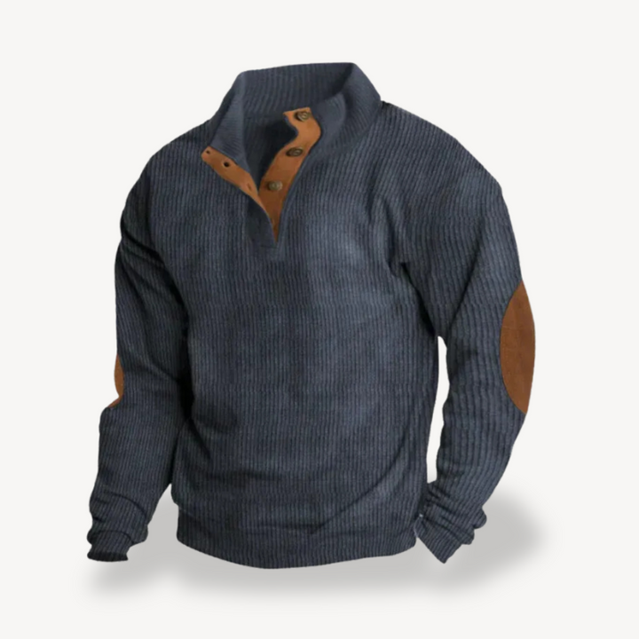 Men’s Ribbed Sweater with Elbow Patches | Loravelle