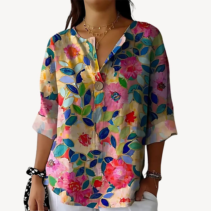 Floral Print 3/4 Sleeve Blouse Women | Loravelle