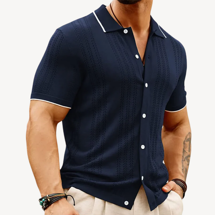 Men's Cable Knit Polo Shirt | Loravelle