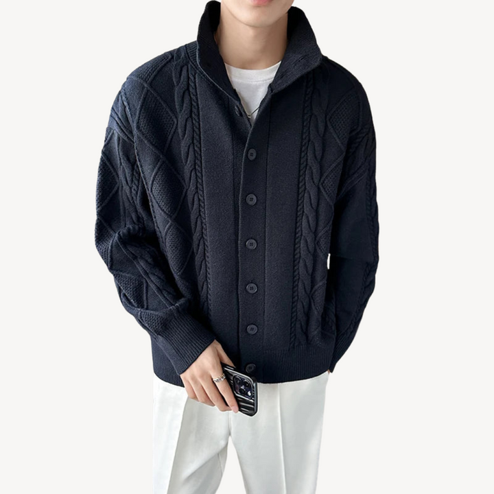 Men's Cable Knit Cardigan Sweater | Loravelle