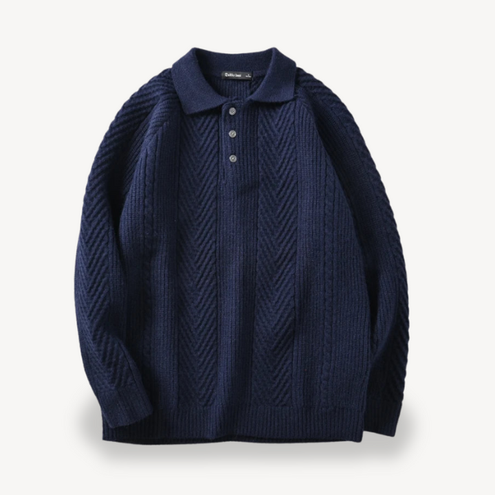 Cable Knit Polo Sweater for Men | Loravelle