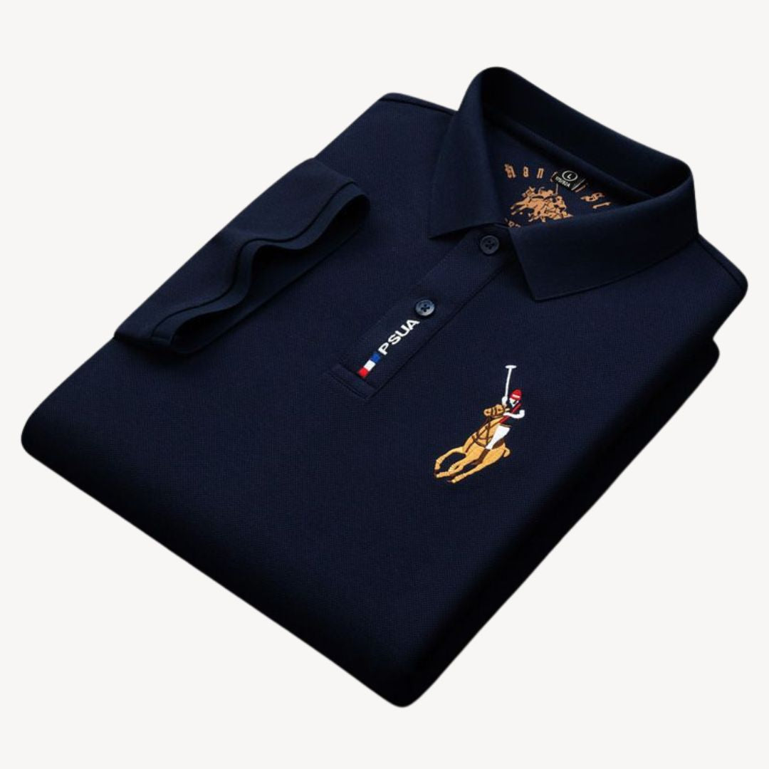 Men's Embroidered Cotton Pique Polo Shirt | Loravelle