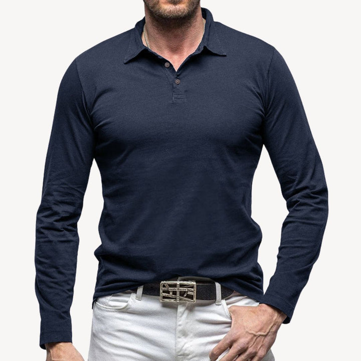 Cotton Long Sleeve Polo Shirt | Loravelle