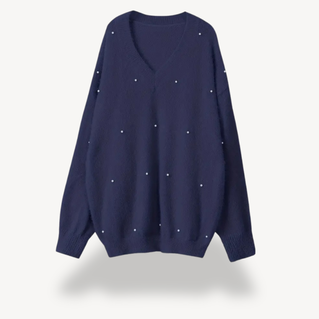 Pearl Detail V-Neck Sweater for Women | Loravelle