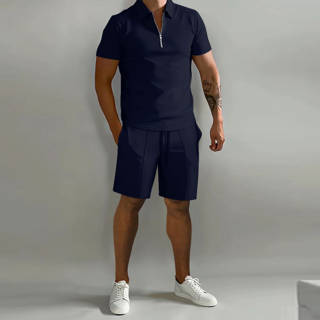 Knit Polo Shirt & Shorts Set Men | Loravelle