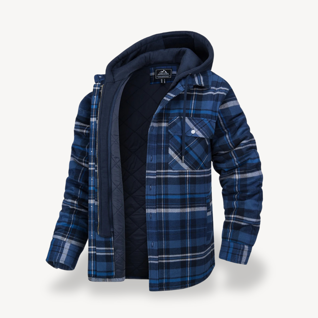 Men's Flannel Hooded Padded Jacket | Loravelle