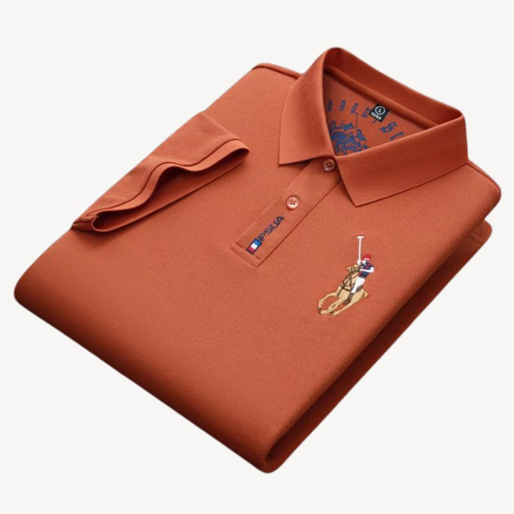 Men's Embroidered Cotton Pique Polo Shirt | Loravelle