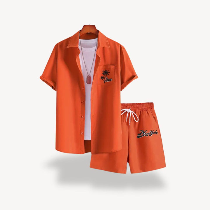Men's Tropical Print Shirt Shorts Set | Loravelle