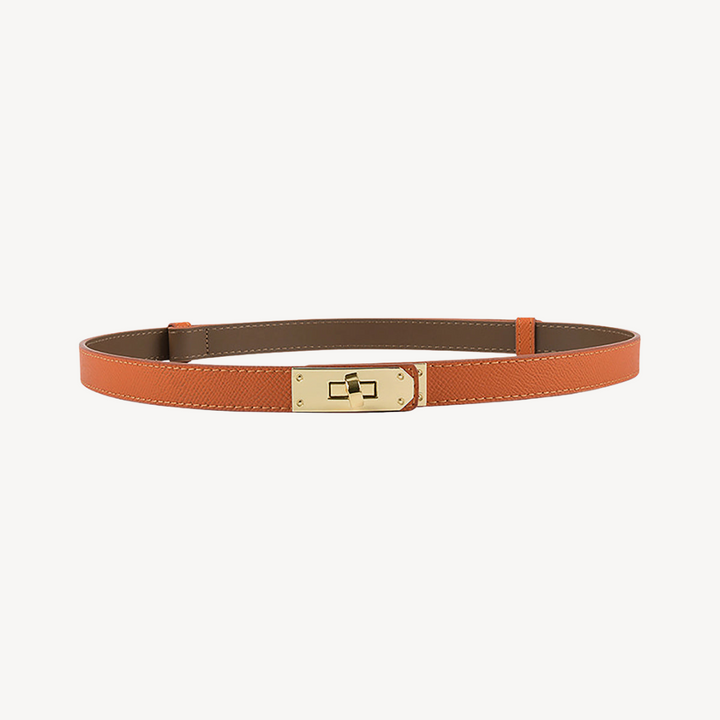 Faux Leather Belt with Gold Buckle for Women | Loravelle