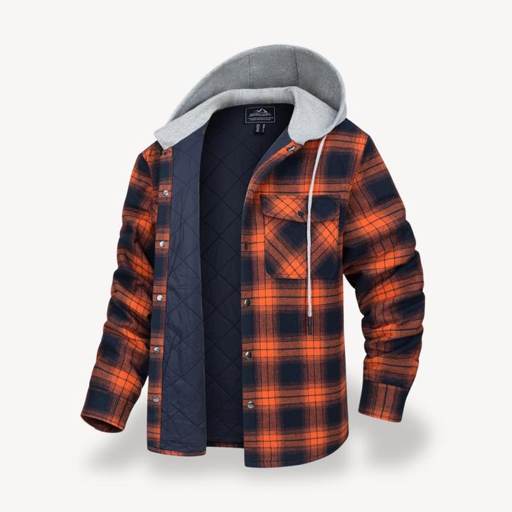 Plaid Quilted Hooded Jacket for Men | Loravelle