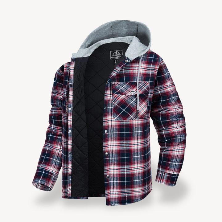 Plaid Quilted Hooded Jacket for Men | Loravelle