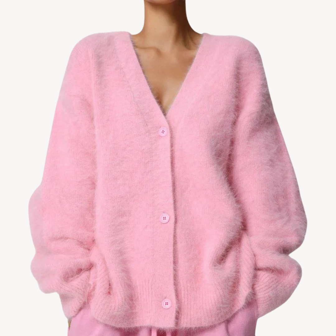 Women's Fluffy Cardigan Button Front| Loravelle