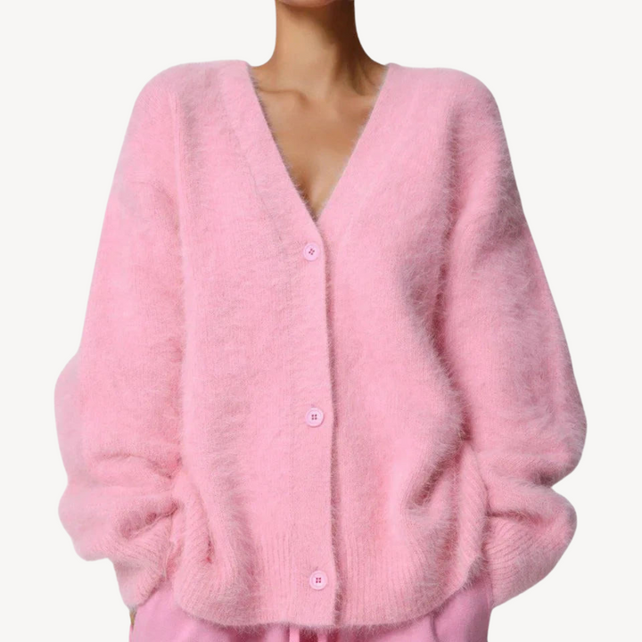 Women's Fluffy Cardigan Button Front| Loravelle