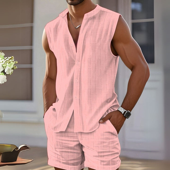 Linen Sleeveless Shirt Shorts Men | Loravelle