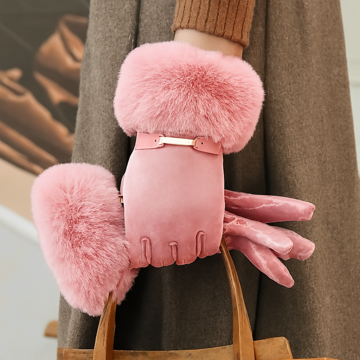 Faux Fur Trimmed Winter Gloves for Women | Loravelle
