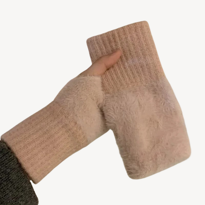 Women's Fuzzy Fingerless Gloves | Loravelle