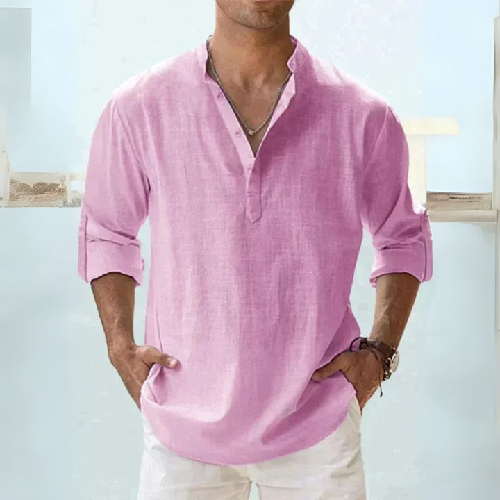 Men's Linen Henley Shirt | Loravelle