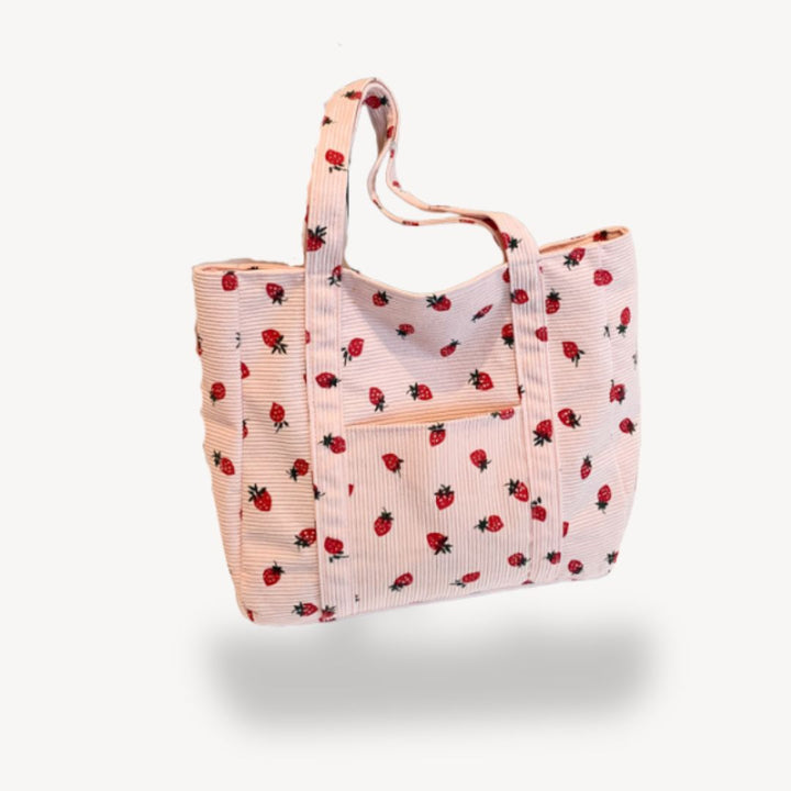 Corduroy Strawberry Tote Bag Women | Loravelle