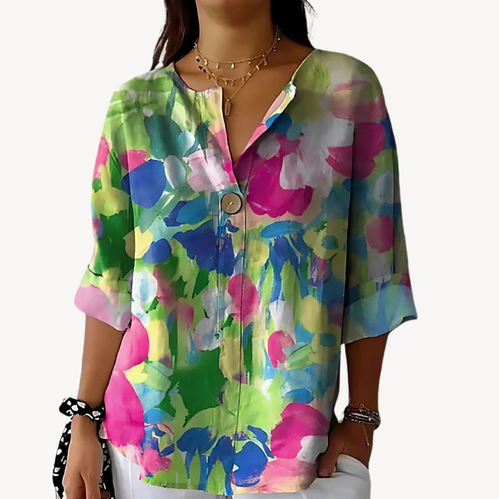 Floral Print 3/4 Sleeve Blouse Women | Loravelle