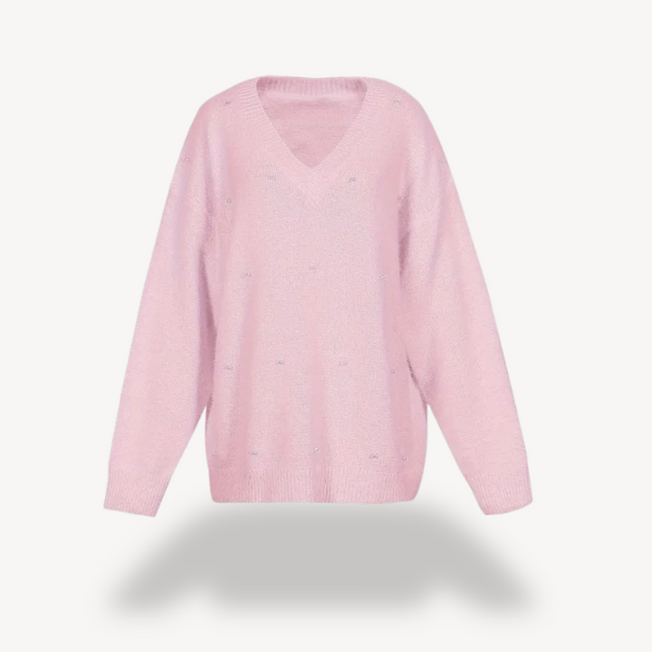 Pearl Detail V-Neck Sweater for Women | Loravelle