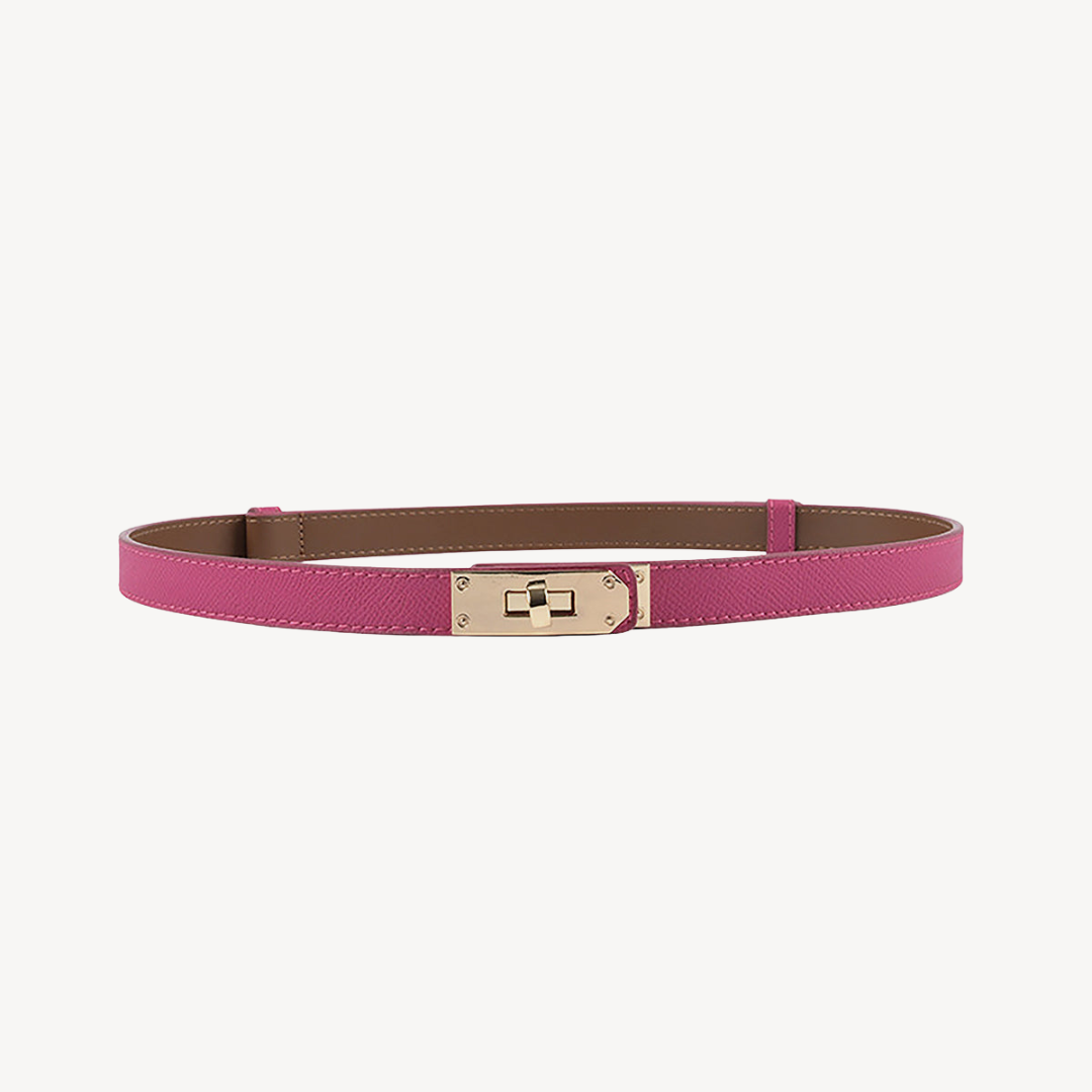 Faux Leather Belt with Gold Buckle for Women | Loravelle