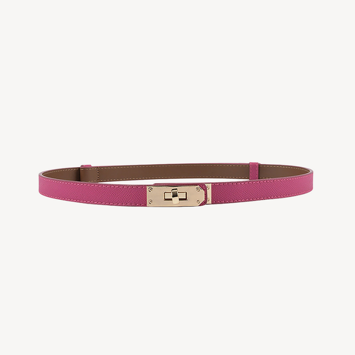 Faux Leather Belt with Gold Buckle for Women | Loravelle