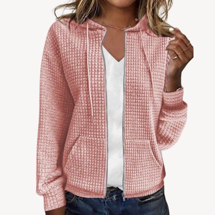 Women's Waffle Knit Zip-Up Hoodie Jacket | Loravelle