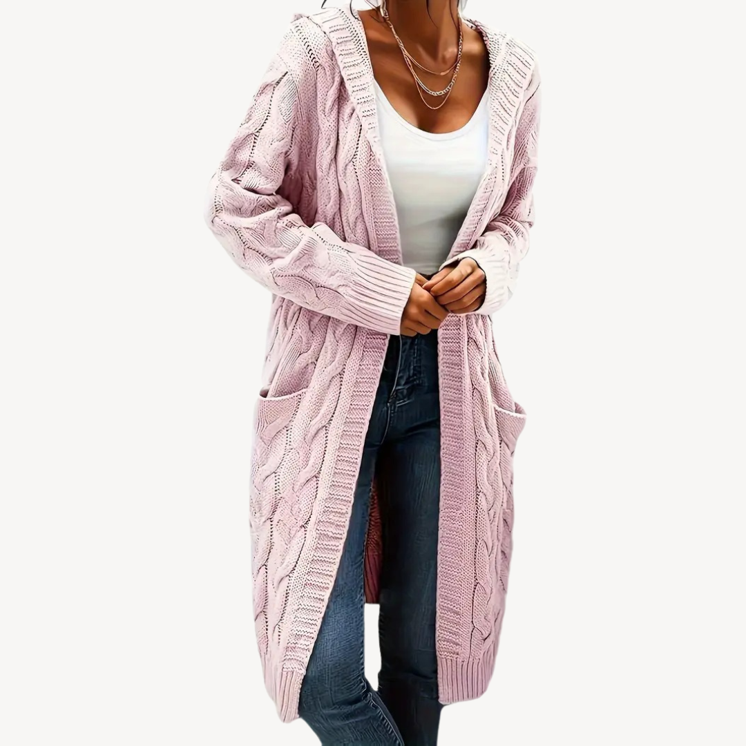 Cable Knit Hooded Cardigan | Loravelle