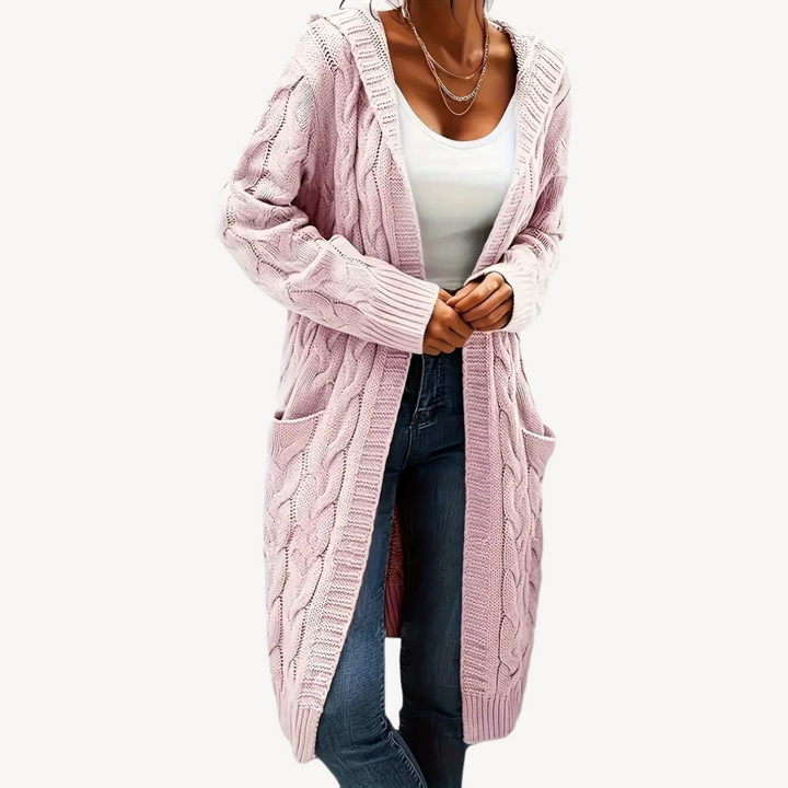 Cable Knit Hooded Cardigan | Loravelle