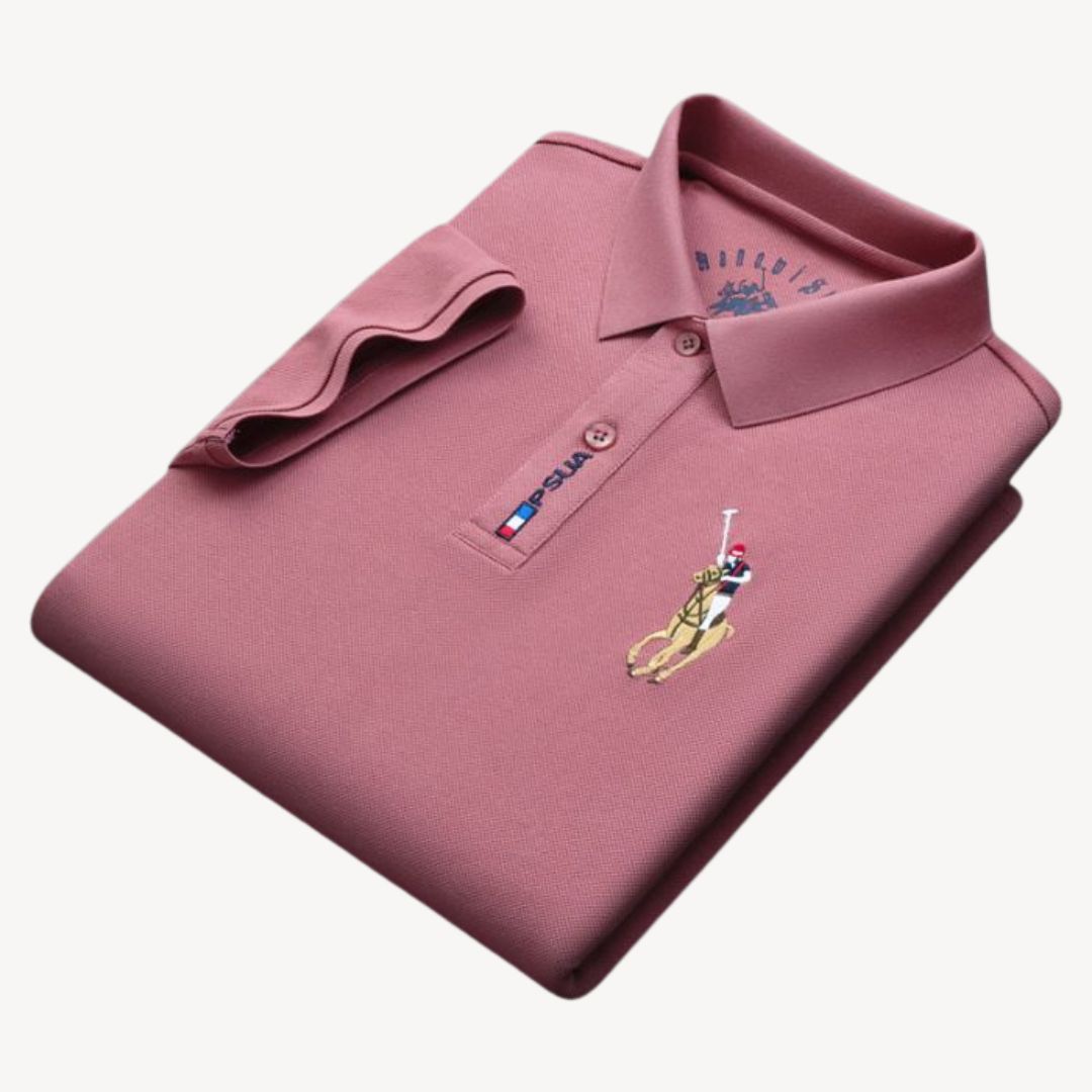 Men's Embroidered Cotton Pique Polo Shirt | Loravelle
