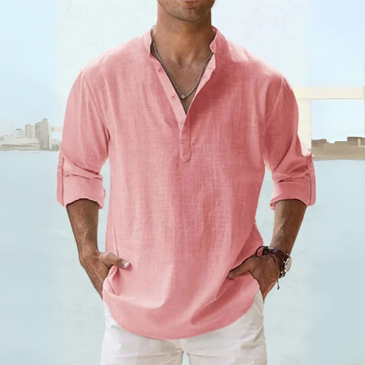 Linen Henley Shirt Men | Loravelle