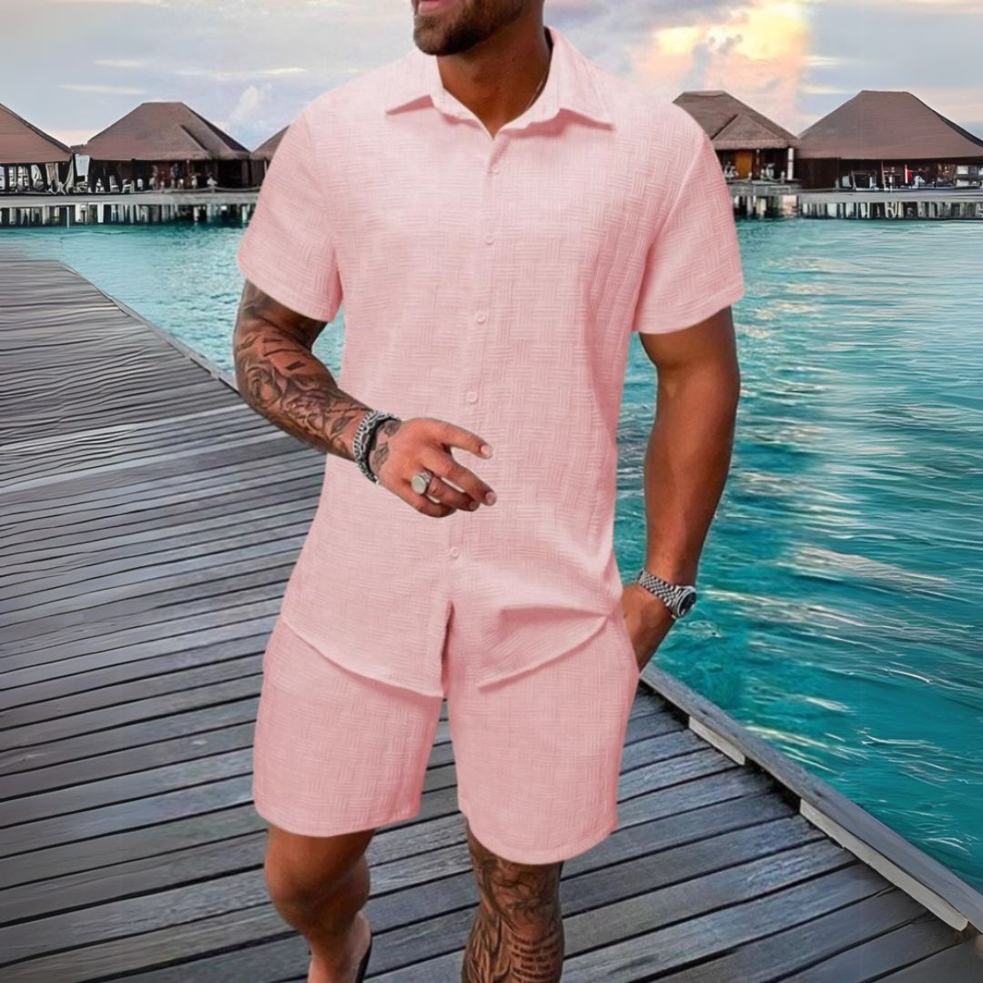 Linen Short Sleeve Shirt Shorts Men | Loravelle