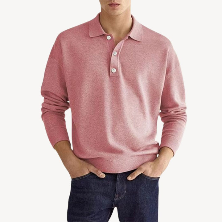 Men's Knit Polo Shirt Long Sleeve | Loravelle