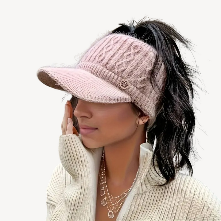 Knit Visor Cap with Ponytail Hole | Loravelle