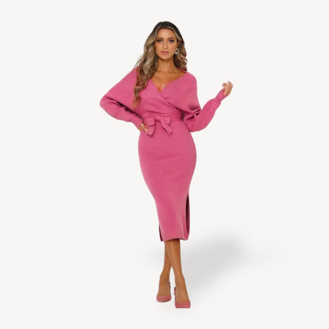 Women's Knit Wrap Sweater Dress | Loravelle