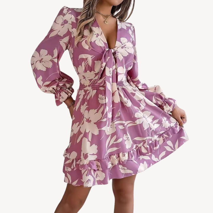 Women's Floral Polyester Mini Dress | Loravelle