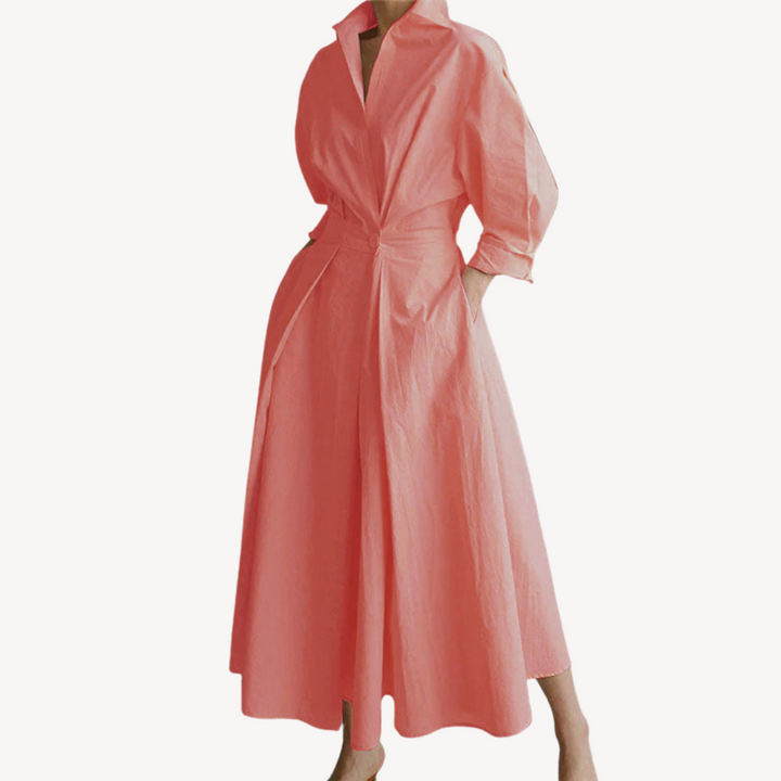 Women's Cotton Linen Blend Shirt Dress | Loravelle