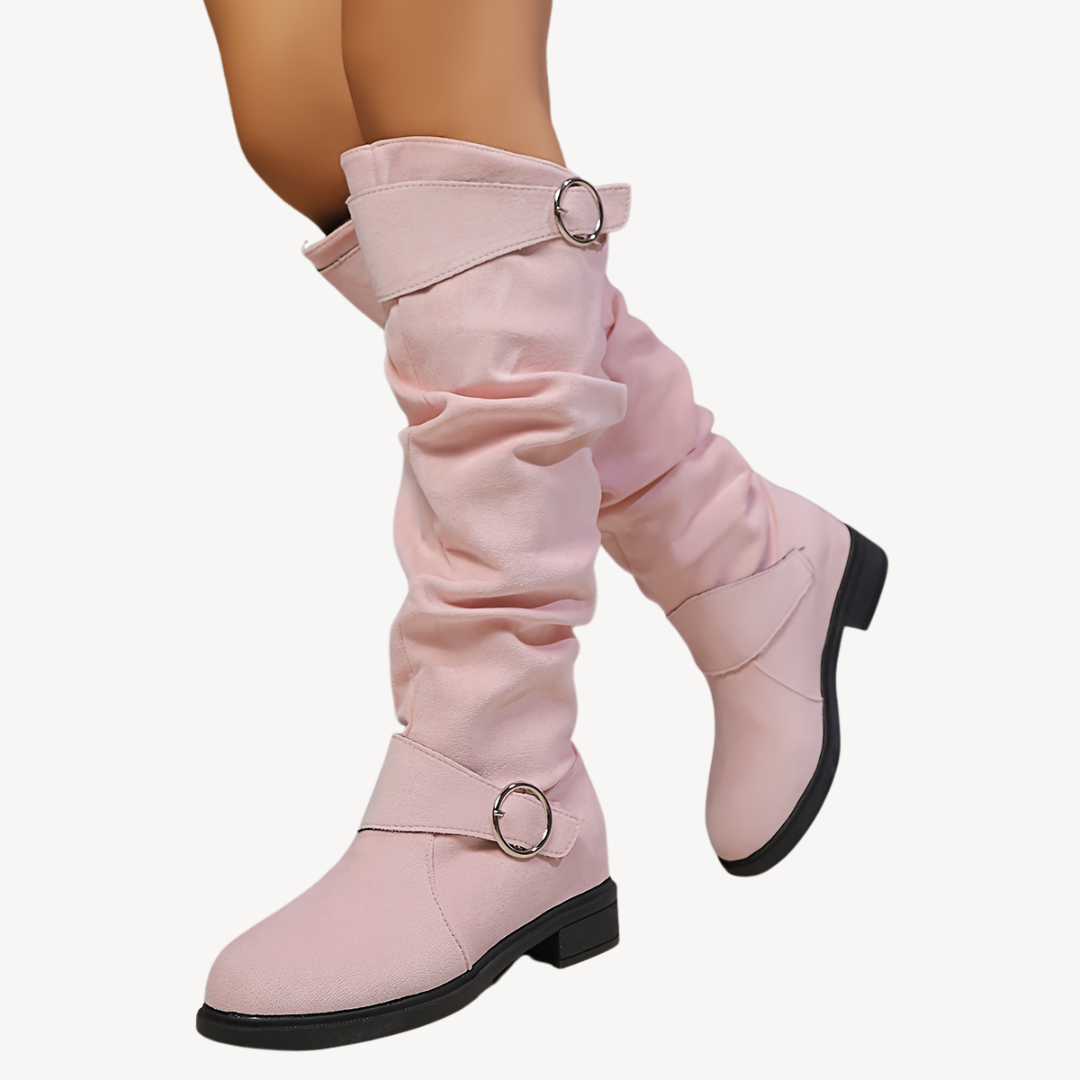 Orthopedic Knee-High Slouch Boots with Buckle | Loravelle