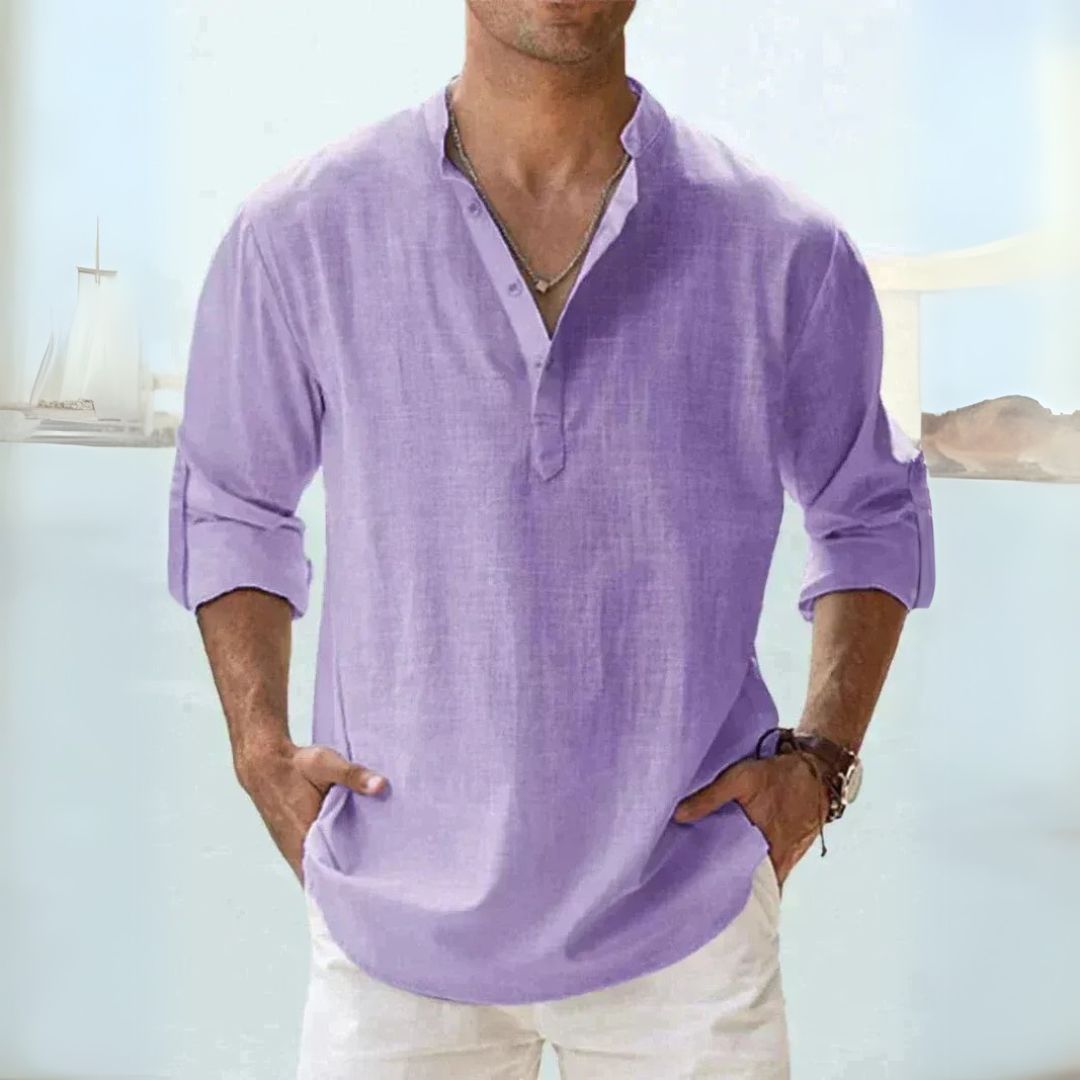 Men's Linen Henley Shirt | Loravelle