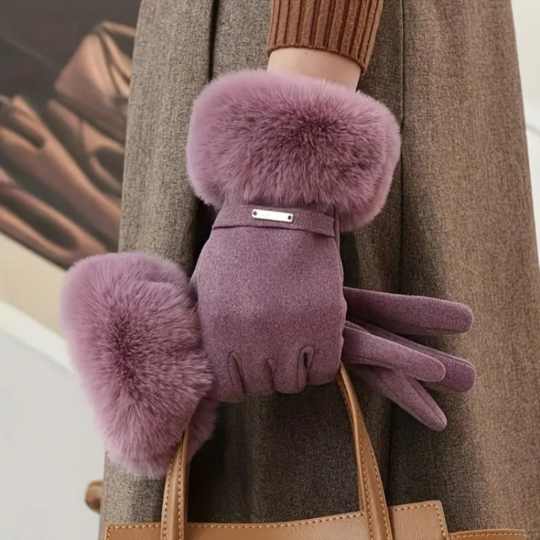 Faux Fur Trimmed Winter Gloves for Women | Loravelle